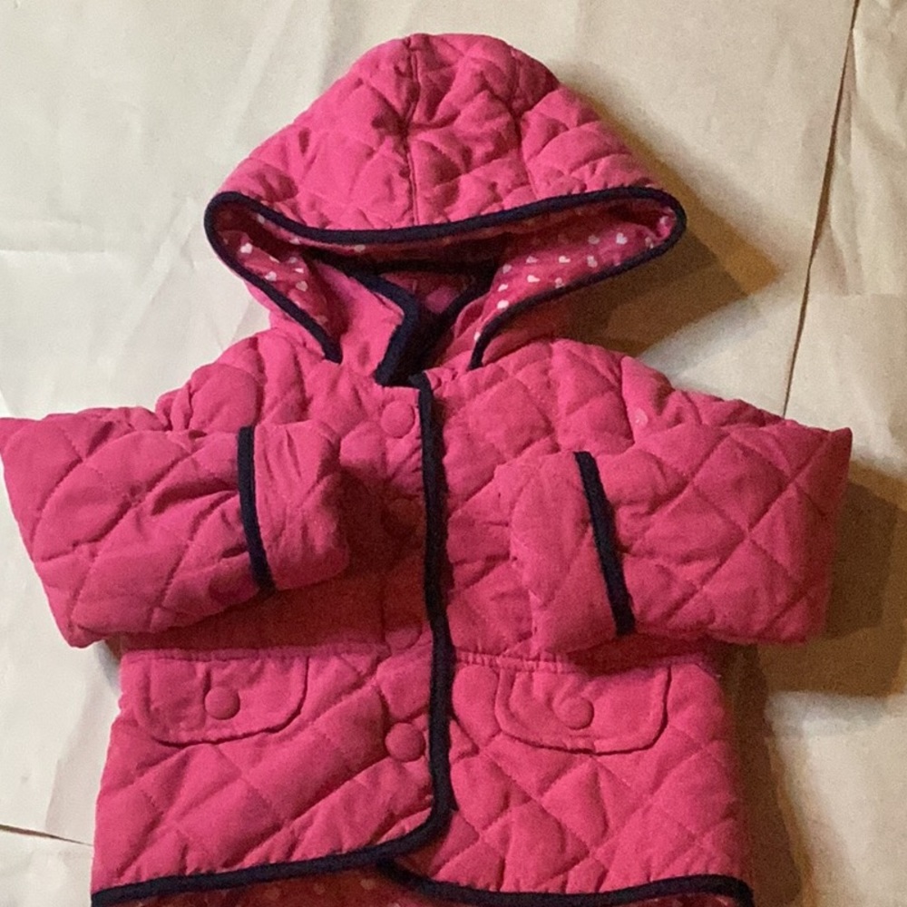 Only kids brand girls pink quilted hooded coat. SZ. 12M